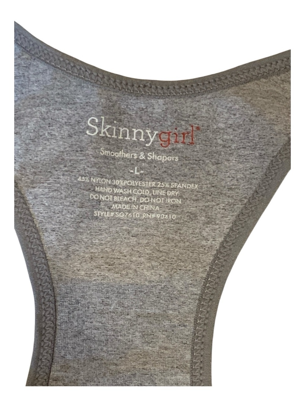 Skinnygirl Smoothers & Shapers Gray Racerback Shaper Tank Top Size L Seamless - Picture 3 of 5